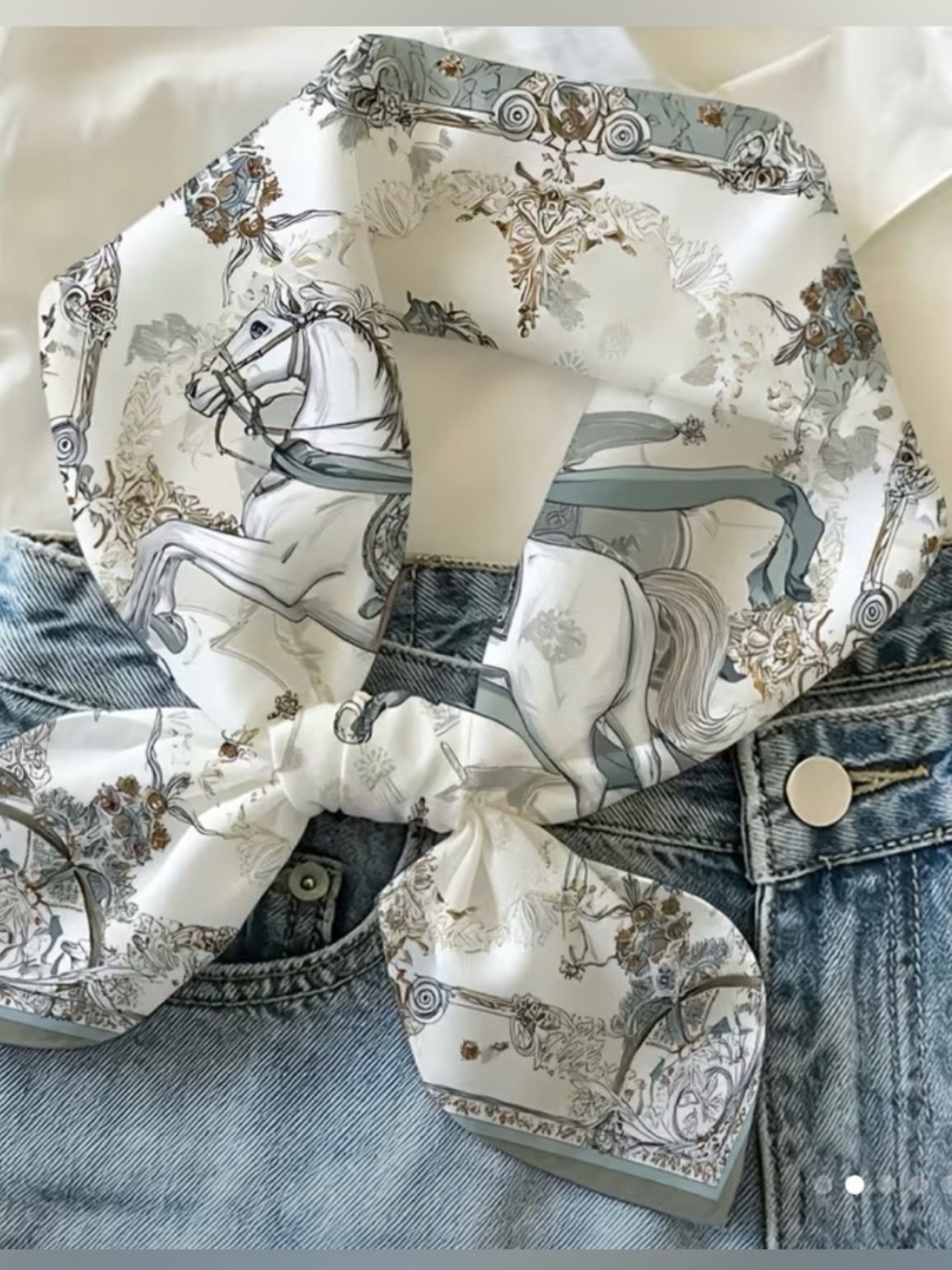 Galloping Horse Print Square Scarf 19”